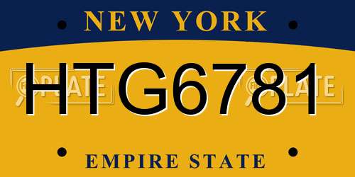 HTG6781 New York License Plate