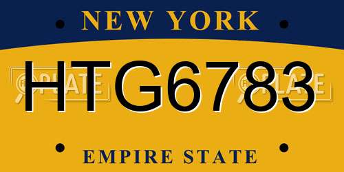 HTG6783 New York License Plate