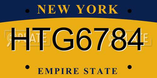 HTG6784 New York License Plate