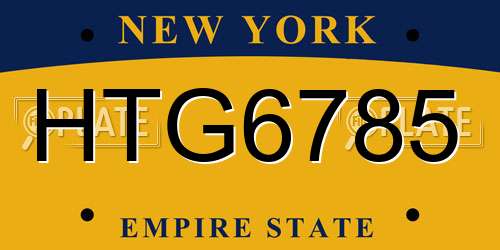 HTG6785 New York License Plate