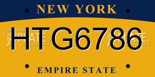 HTG6786 New York License Plate