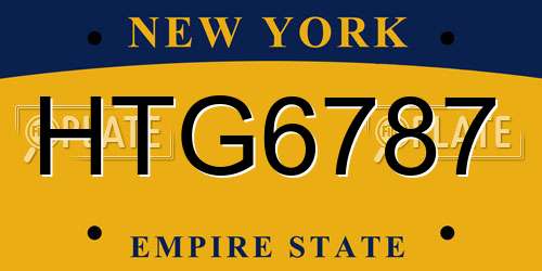 HTG6787 New York License Plate