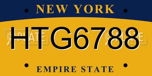 HTG6788 New York License Plate