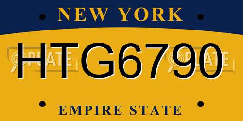 HTG6790 New York License Plate