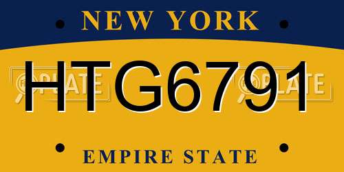 HTG6791 New York License Plate