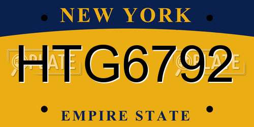 HTG6792 New York License Plate