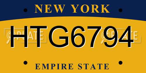HTG6794 New York License Plate