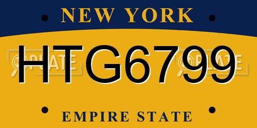 HTG6799 New York License Plate