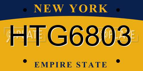 HTG6803 New York License Plate