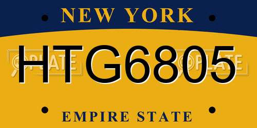 HTG6805 New York License Plate