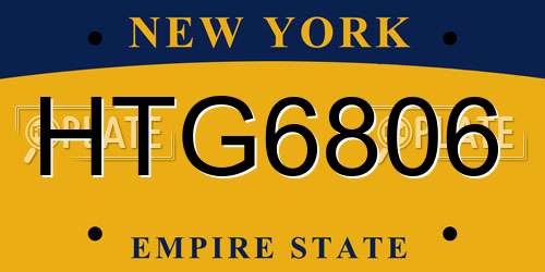 HTG6806 New York License Plate