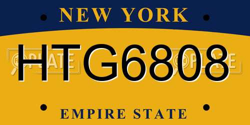 HTG6808 New York License Plate