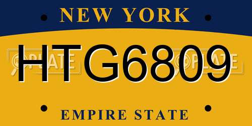HTG6809 New York License Plate