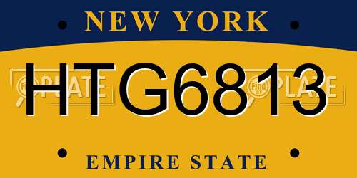 HTG6813 New York License Plate