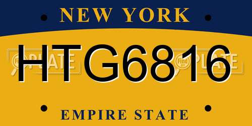 HTG6816 New York License Plate