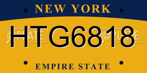 HTG6818 New York License Plate