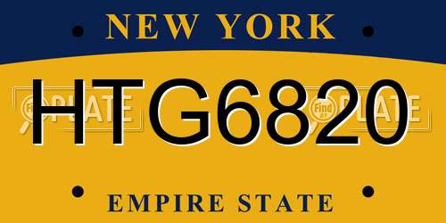 HTG6820 New York License Plate