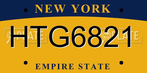 HTG6821 New York License Plate