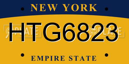 HTG6823 New York License Plate
