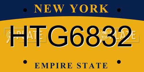 HTG6832 New York License Plate