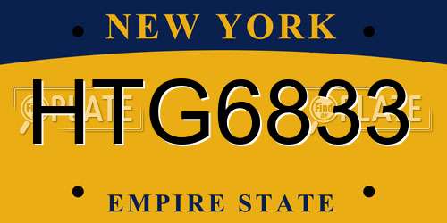 HTG6833 New York License Plate