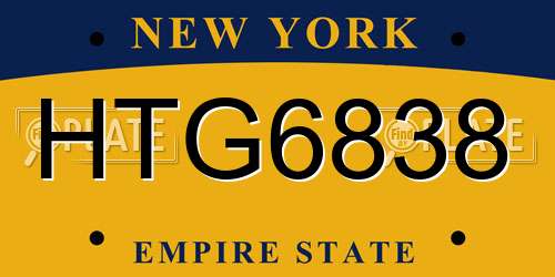 HTG6838 New York License Plate