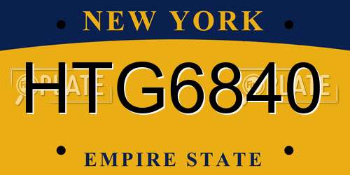 HTG6840 New York License Plate