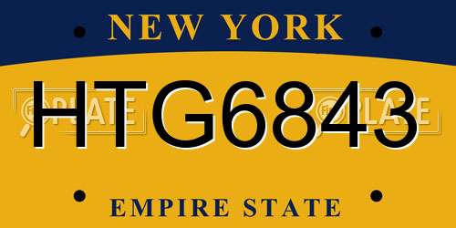 HTG6843 New York License Plate
