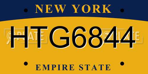 HTG6844 New York License Plate