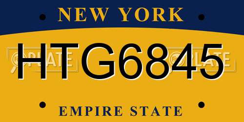 HTG6845 New York License Plate