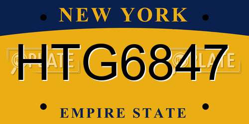 HTG6847 New York License Plate