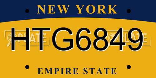 HTG6849 New York License Plate