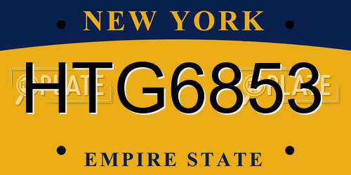 HTG6853 New York License Plate