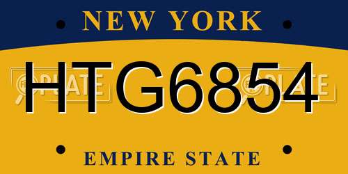 HTG6854 New York License Plate