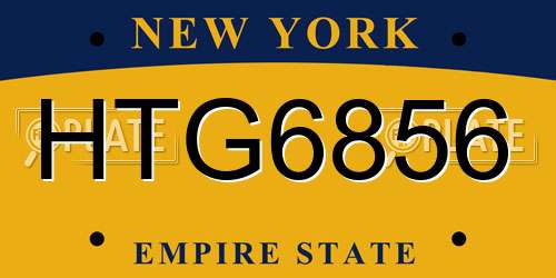 HTG6856 New York License Plate