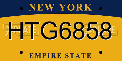 HTG6858 New York License Plate