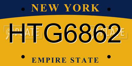 HTG6862 New York License Plate