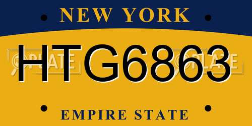 HTG6863 New York License Plate