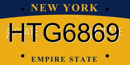 HTG6869 New York License Plate