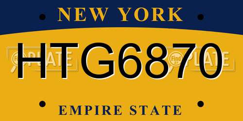 HTG6870 New York License Plate