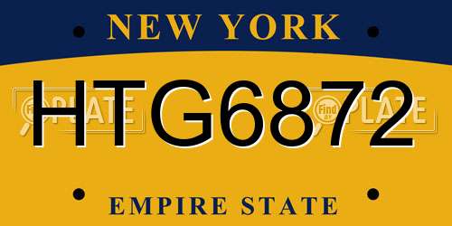 HTG6872 New York License Plate