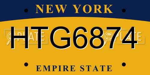 HTG6874 New York License Plate