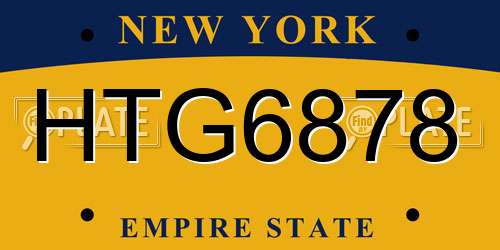 HTG6878 New York License Plate