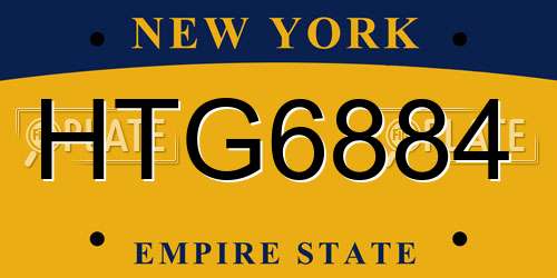 HTG6884 New York License Plate