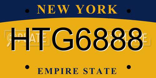 HTG6888 New York License Plate