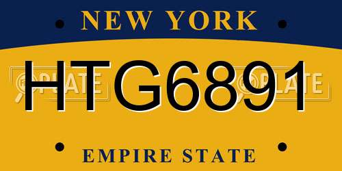 HTG6891 New York License Plate