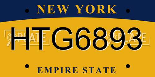 HTG6893 New York License Plate
