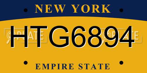 HTG6894 New York License Plate