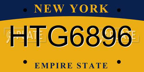 HTG6896 New York License Plate