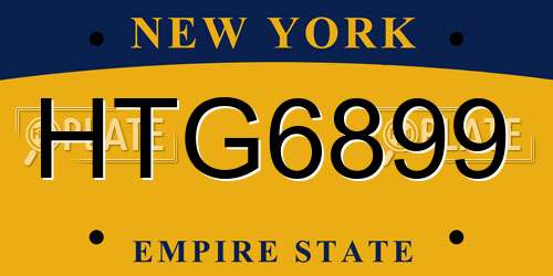 HTG6899 New York License Plate